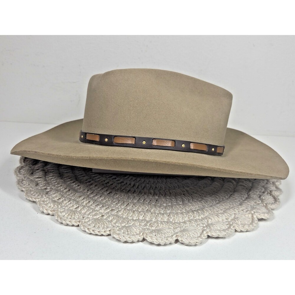 MENS Stetson Stallion HUTCHINS 3X Wool Felt Cowboy Hat 7 1/4 STONE USA TEXAS - Picture 4 of 9